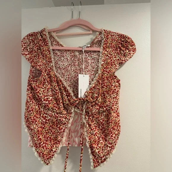 Reformation Safia Floral Top in La Vie En Rose Size 0 - Picture 6 of 16